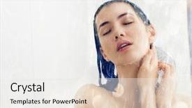  Presentation with girl pink baby shower - Slides with round wooden plate on dark wooden background top view background and a tawny brown colored foreground