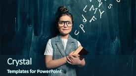  Presentation with education cute - Colorful presentation theme enhanced with girl standing with a book backdrop and a navy blue colored foreground