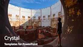  Presentation with pretty girl - Cool new presentation with girl stands in rusty old backdrop and a wine colored foreground