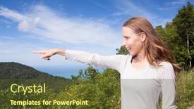  Presentation with points - Slides consisting of girl-stands-on-a-hilltop background and a tawny brown colored foreground