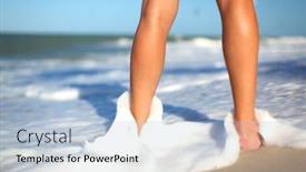  Presentation with coast line - Slides with girl-stay-on-coast-line background and a light blue colored foreground