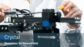  Presentation with robotics - Presentation theme consisting of girl-student-assembling-electronic-devices background and a ocean colored foreground