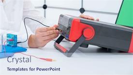  Presentation with hydrogen - Slides having girl-student-make-experiments background and a sky blue colored foreground