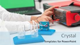  Presentation with hydrogen - Slide deck with girl-student-make-experiments background and a light blue colored foreground