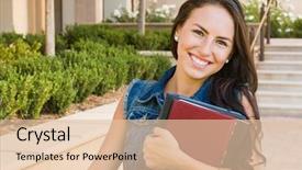  Presentation with race - PPT theme enhanced with girl student with school books background and a  colored foreground