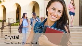  Presentation with race - Cool new presentation theme with girl student with school books backdrop and a  colored foreground