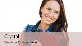  Presentation with race - Cool new presentation with girl student with school books backdrop and a  colored foreground