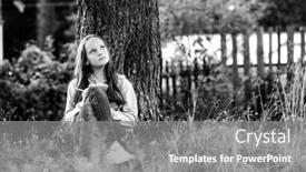  Presentation with dairy - PPT theme enhanced with girl-student-writing background and a gray colored foreground