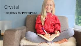  Presentation with camera - Presentation featuring girl-studying-and-smiling background and a light blue colored foreground