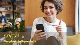  Presentation with student - Slides enhanced with girl studying at the library background and a tawny brown colored foreground