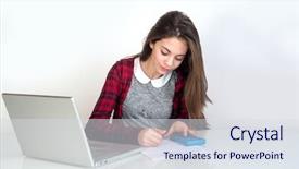  Presentation with breast cancer pocket - Slide set featuring girl studying with pocket calculator background and a sky blue colored foreground