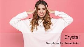  Presentation with sad girl - Audience pleasing presentation theme consisting of girl suffering from a strong backdrop and a  colored foreground