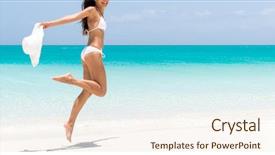  Presentation with slim body - Presentation design consisting of girl sun tanning feeling free background and a cream colored foreground