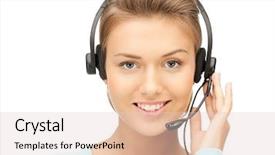  Presentation with support - PPT theme having girl support - bright picture of friendly female background and a lemonade colored foreground