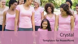  Presentation with breast cancer - Slide deck with girl supporting breast cancer background and a coral colored foreground