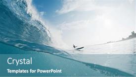  Presentation with rides - Presentation design having girl-surfer-rides-the-wave background and a teal colored foreground