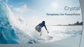  Presentation with rides - PPT theme having girl-surfer-rides-the-wave background and a  colored foreground