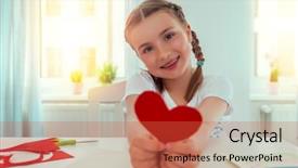  Presentation with greeting card - PPT theme having girl surprising parents with greeting background and a  colored foreground