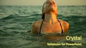  Presentation with art seascape nature sea - Amazing presentation theme having girl swiming in sea waves backdrop and a tawny brown colored foreground