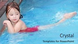  Presentation with recreation pool - Amazing presentation theme having girl swimming in a pool backdrop and a  colored foreground
