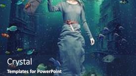  Presentation with creative - PPT layouts enhanced with girl-swims-through-the-flooded background and a  colored foreground