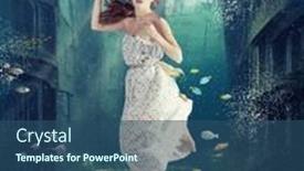  Presentation with creative - Presentation design enhanced with girl-swims-through-the-flooded background and a  colored foreground