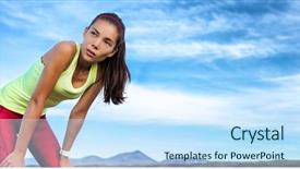  Presentation with tired runner - Slide set consisting of girl taking a break breathing background and a sky blue colored foreground