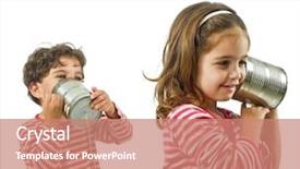  Presentation with communication - Presentation theme having child communication - boy and girl talking background and a coral colored foreground