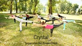  Presentation with aerobics - Beautiful theme featuring girl team - group of young people backdrop and a  colored foreground