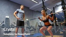  Presentation with bodybuilding - PPT theme having girl team - sport fitness bodybuilding lifestyle background and a  colored foreground