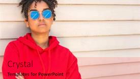  Presentation with african american teenager girl - Slides having girl-teenager-cool-teen-mixed background and a red colored foreground