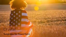  Presentation with wrapped flag - Theme enhanced with girl-teenager-female-young-woman background and a gold colored foreground