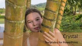  Presentation with bamboo - Slide set consisting of girl teenager in a bamboo background and a  colored foreground