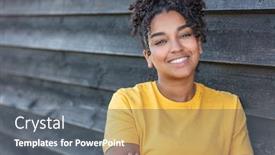  Presentation with african american teenager girl - Cool new presentation design with girl-teenager-teen-female-young backdrop and a gray colored foreground