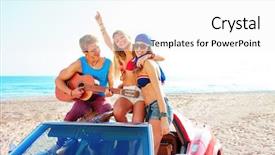  Presentation with fun - Presentation theme having girl teens - young group having fun background and a white colored foreground