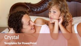  Presentation with story - PPT theme consisting of girl tells to mum story background and a coral colored foreground