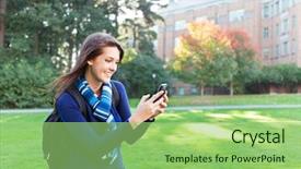  Presentation with race - Presentation theme with girl texting on the phone background and a mint green colored foreground