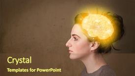  Presentation with brain thinking - Audience pleasing presentation consisting of girl thinking with glowing brain backdrop and a tawny brown colored foreground