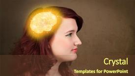  Presentation with brain thinking - Beautiful slides featuring girl thinking with glowing brain backdrop and a  colored foreground