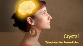  Presentation with brain thinking - Slides enhanced with girl thinking with glowing brain background and a tawny brown colored foreground