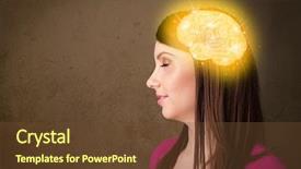  Presentation with thinking brain - PPT layouts consisting of girl thinking with glowing brain background and a tawny brown colored foreground