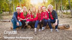  Presentation with sermon family - Colorful slide deck enhanced with christmas themed multiethnic family portrait backdrop and a gray colored foreground