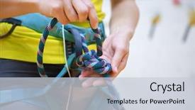  Presentation with athlete - PPT layouts with hands tied up rope - close-up photo of athlete woman background and a  colored foreground