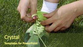  Presentation with sports shoes - Amazing slide set having senior adult couple hugging park happiness concept backdrop and a coral colored foreground