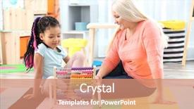  Presentation with nanny - PPT theme consisting of girl to count using abacus background and a coral colored foreground