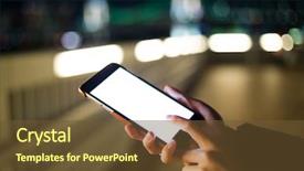  Presentation with mobile phone in woman hand - Colorful theme enhanced with girl touching screen - woman use of mobile phone backdrop and a  colored foreground