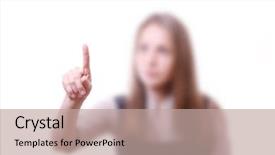  Presentation with virtual - Slide deck having girl touching screen pressing virtual background and a coral colored foreground