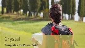  Presentation with tuscany - Amazing presentation design having girl tourist in tuscany read the paper map backdrop and a yellow colored foreground