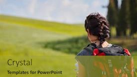  Presentation with tuscany - Presentation theme with girl tourist in tuscany read the paper map background and a gold colored foreground