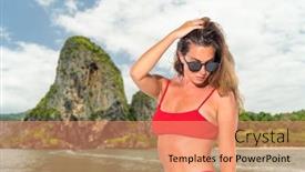  Presentation with sail - Cool new presentation theme with girl tourist sail long tail backdrop and a coral colored foreground